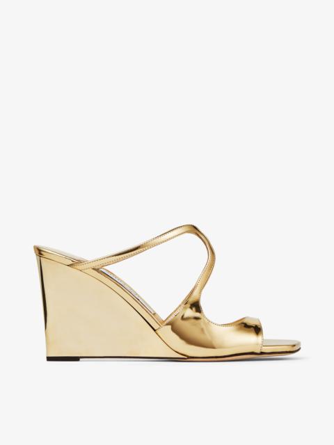 Anise Wedge 85
Gold Liquid Leather Metal Wedge Mules
