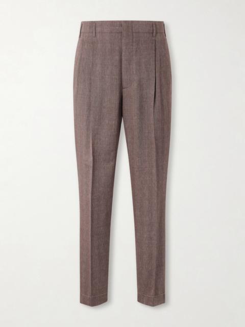 Brunello Cucinelli Straight-Leg Pleated Linen and Wool-Blend Suit Trousers