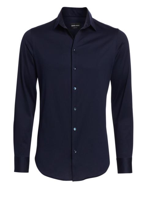 GIORGIO ARMANI Men's Jersey Sport Shirt - Navy