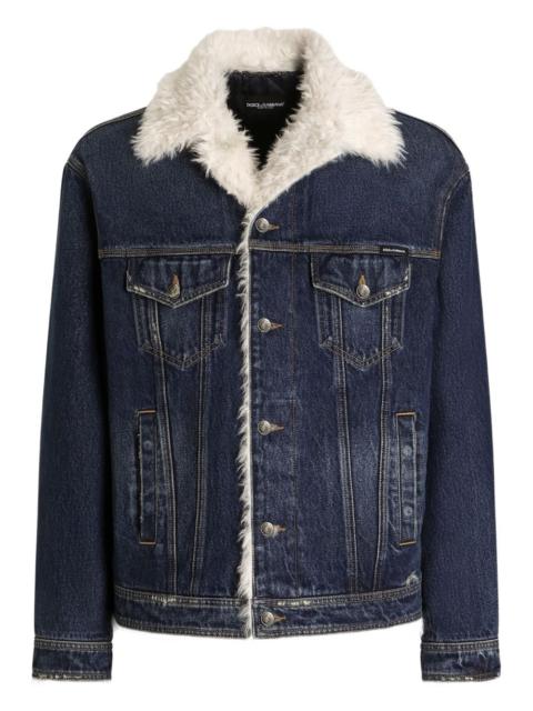 Dolce & Gabbana denim shearling-trim jacket