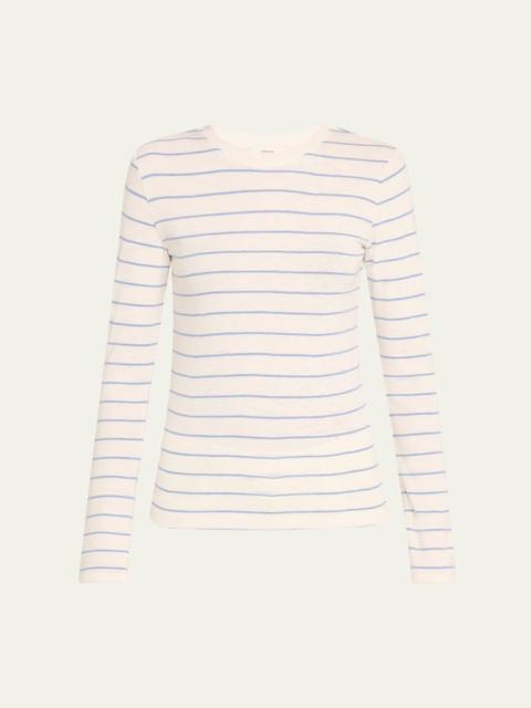 Vince Striped Long-Sleeve Crewneck T-Shirt