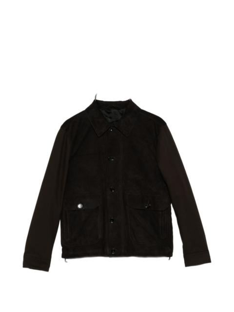 Brioni collared leather jacket