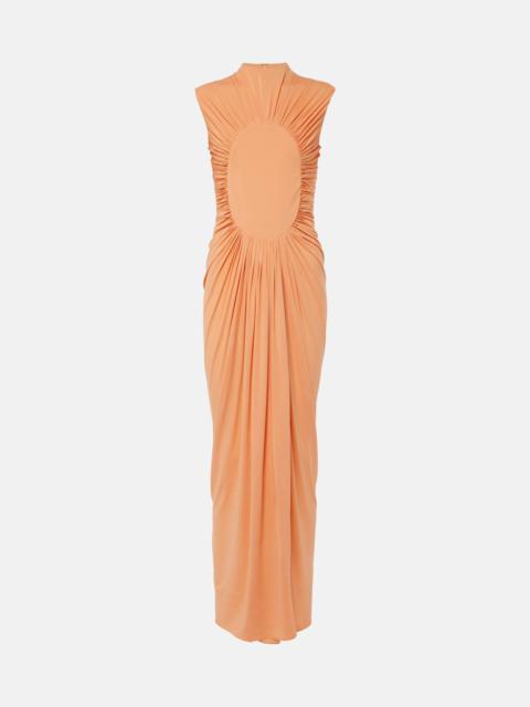 Draped open-back gown