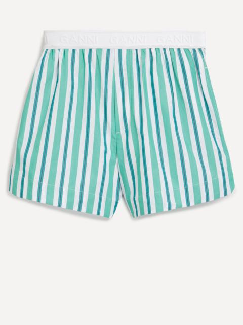 GANNI Striped Cotton Elasticated Shorts