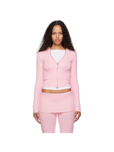 Frankies Bikinis Pink Heritage Zip Up Hoodie