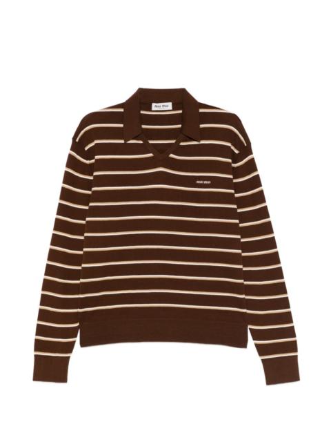 Miu Miu striped V-neck T-shirt