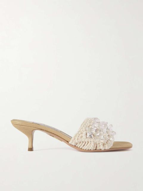 Crystal Cote embellished crocheted cotton mules