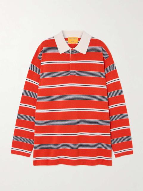 GUEST IN RESIDENCE Striped cashmere polo shirt Red