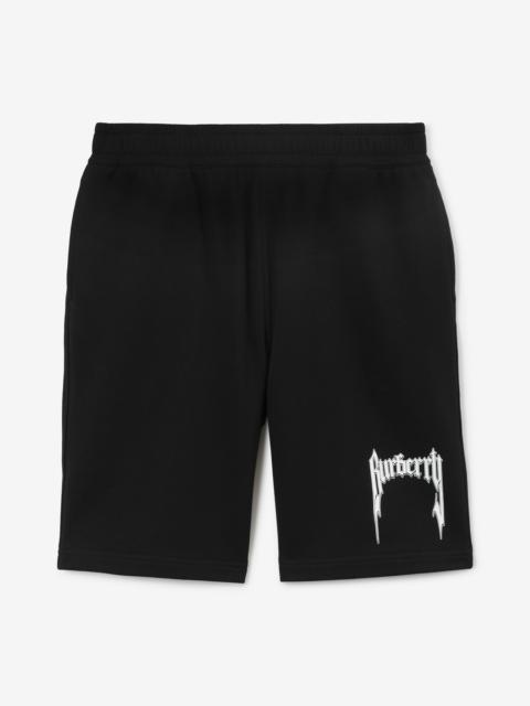 Burberry Logo Print Cotton Shorts