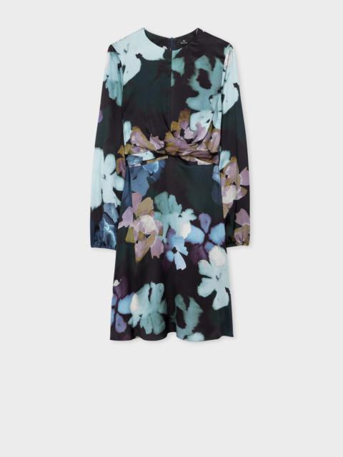 Paul Smith Navy 'Marsh Marigold' Satin Dress