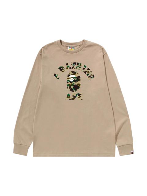 BAPE 1st Camo College Long-Sleeve Tee 'Beige/Yellow'