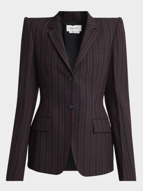 Alexander McQueen Striped Single-Breasted Blazer Jacket