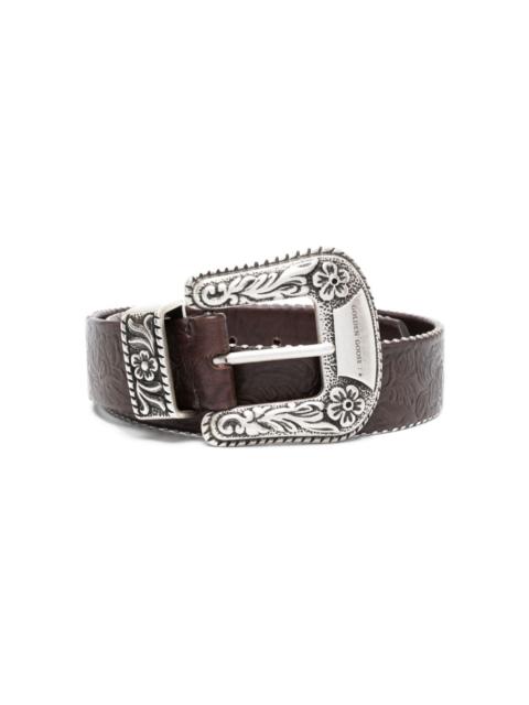 decorated-buckle leather belt