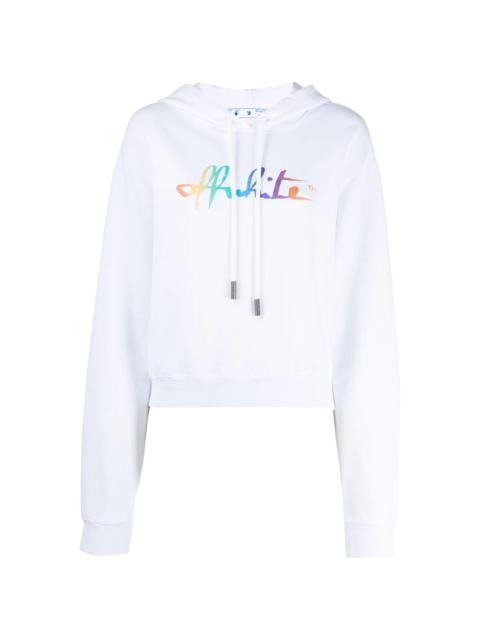 Off-White Rainbow logo print cropped hoodie