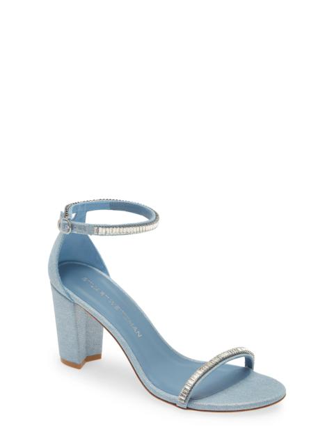 Stuart Weitzman Nearlynude Stefanie Sandal in Silver/Clear