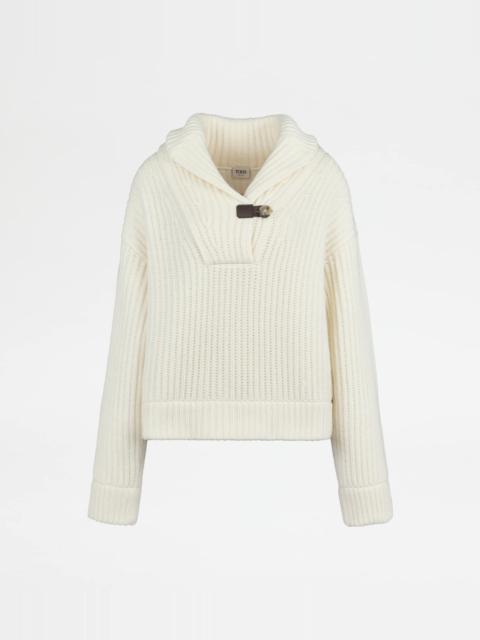 Tod's PULLOVER IN CASHMERE - WHITE