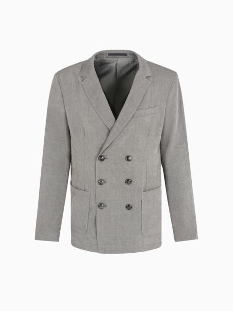 GIORGIO ARMANI LINEN AND VISCOSE DOUBLE-BREASTED JACKET