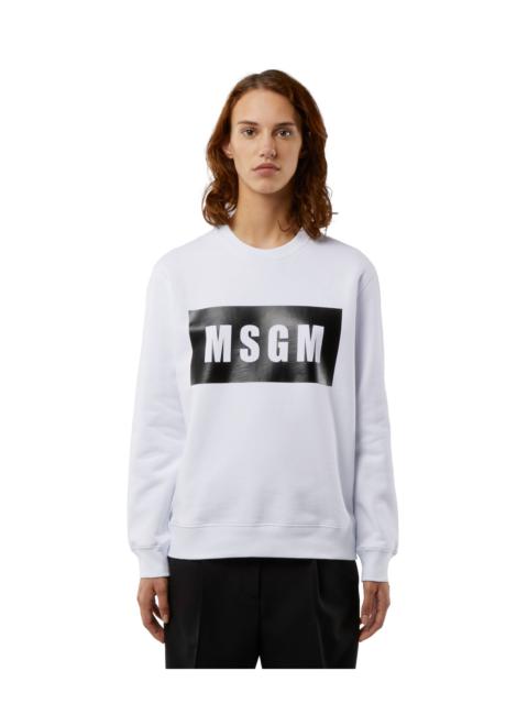 MSGM Crew neck cotton sweatshirt in a solid colour