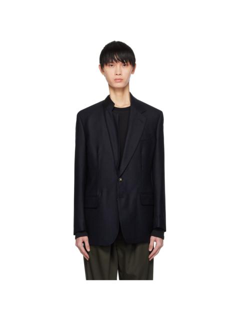 MARINA YEE Navy Asymmetrical Darts Blazer