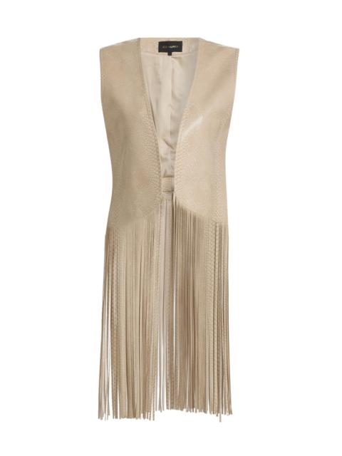 KOBI HALPERIN Women's Angela Fringe Snake-Embossed Leather Vest - Ecru Multi