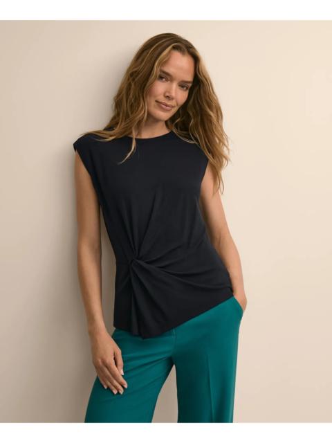 Brooks Brothers Jersey Sleeveless Waist-Twist Top