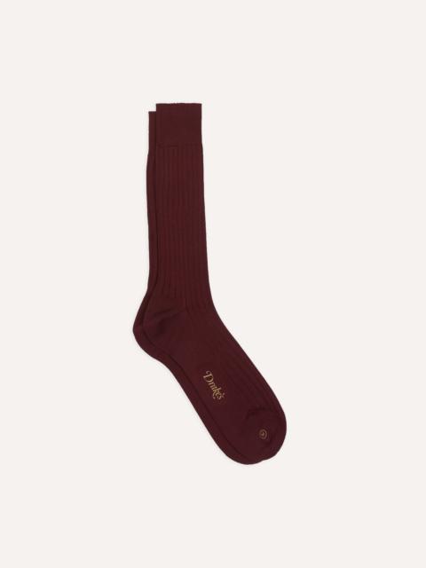 Drake's Burgundy Cotton Mid-Calf Socks