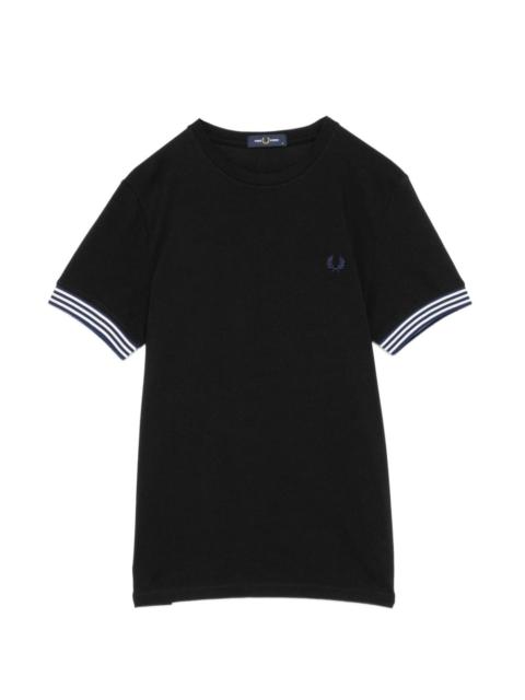 Fred Perry logo-embroidered striped cuffs T-shirt