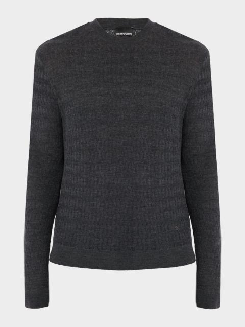 EMPORIO ARMANI Men's Tonal Jacquard Slim-Fit Crewneck Sweater