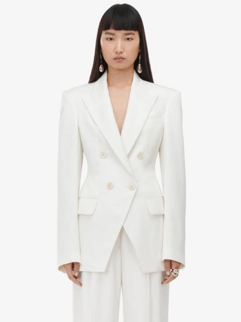 Alexander McQueen Women's Double-breasted Cut-away Jacket in Ivory
