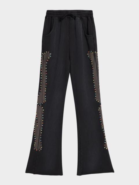 ALCHEMIST Men's Cotton Rhinestone-Embellished Bones Atelier Sweatpants
