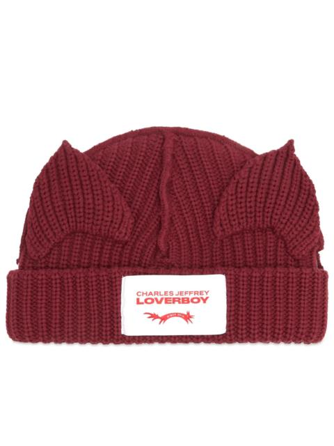 CHARLES JEFFREY LOVERBOY CHUNKY EARS BEANIE (RED BORDEAUX)