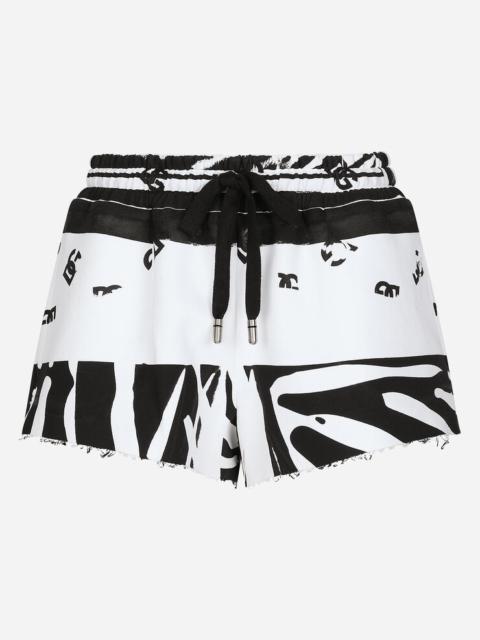 Zebra-print jersey shorts