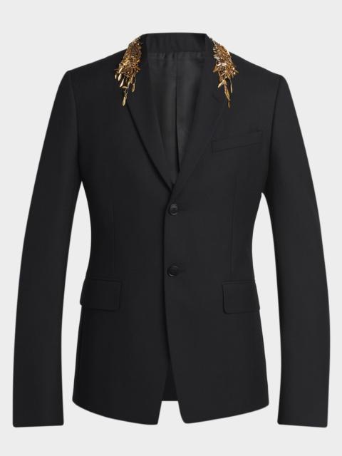 Alexander McQueen Men & apos;s Metallic Embroidered Two-Button Wool Jacket