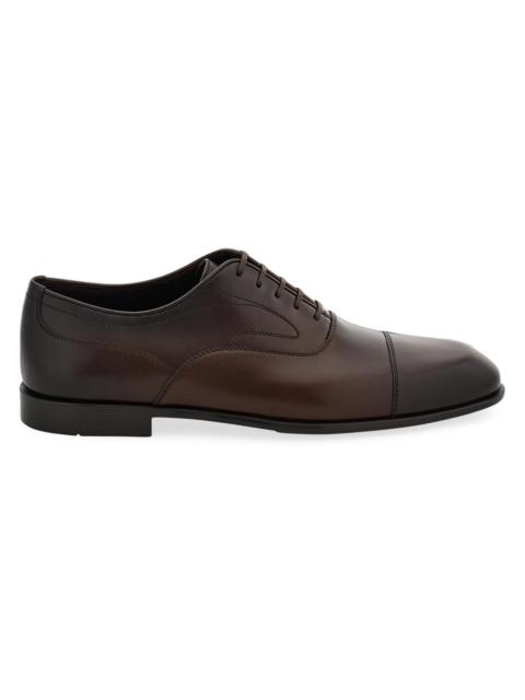 FERRAGAMO Men's Trinity Leather Oxfords - Medium Brown