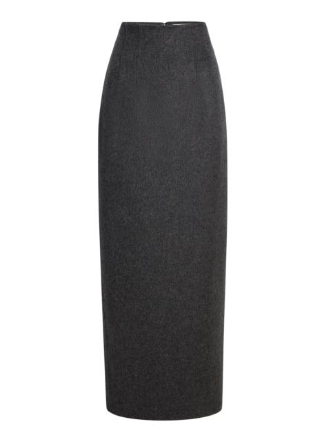 KHAITE Loxley Wool-Silk-Cashmere Maxi Skirt grey