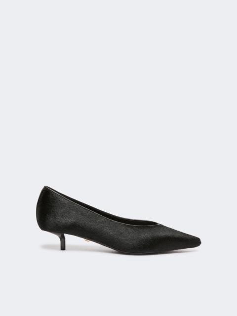 Max Mara CONO Haircalf and nappa leather low court shoes - BLACK