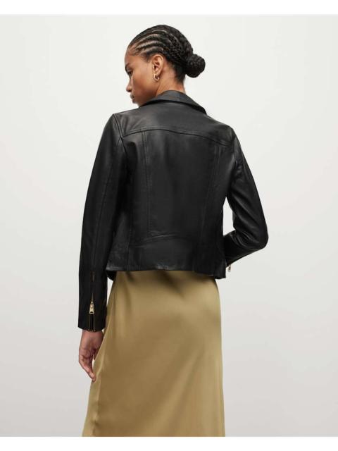 ALLSAINTS DALBY SLIM FIT GOLD LEATHER BIKER JACKET
