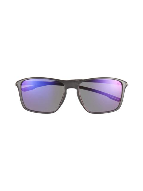 TAG Heuer Vingt Sept 59mm Rectangular Sport Sunglasses in Black/Smoke Polarized