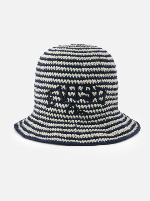 EVISU Logo Embroidery Striped Knitted Bucket Hat