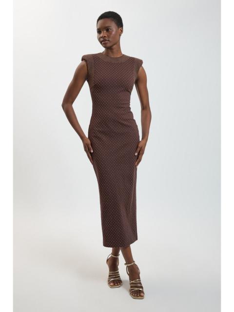 KAREN MILLEN Studded Ponte Jersey Midi Dress