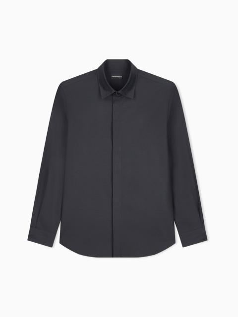EMPORIO ARMANI REGULAR FIT SHIRT IN COTTON JACQUARD