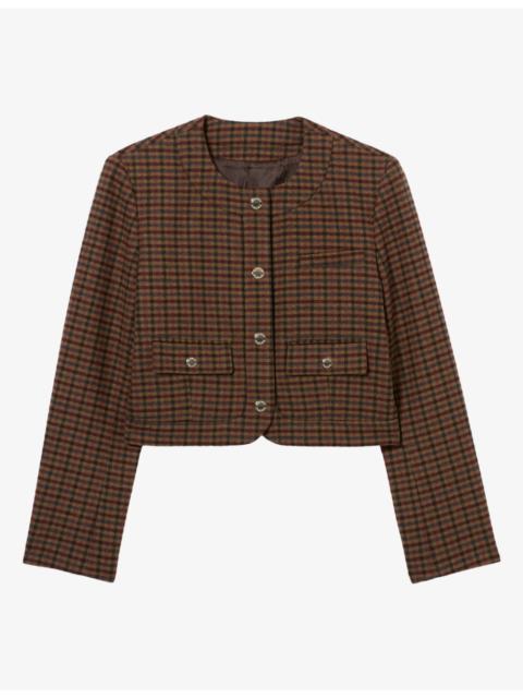 Claudie Pierlot Checked Cropped Wool-Blend Jacket