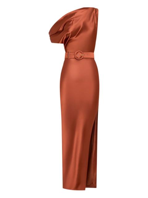 NICHOLAS one-shoulder belted-waist maxi dress