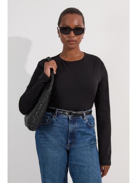 KAREN MILLEN Plus Size Stretch Cotton Crew Neck Long Sleeve Top