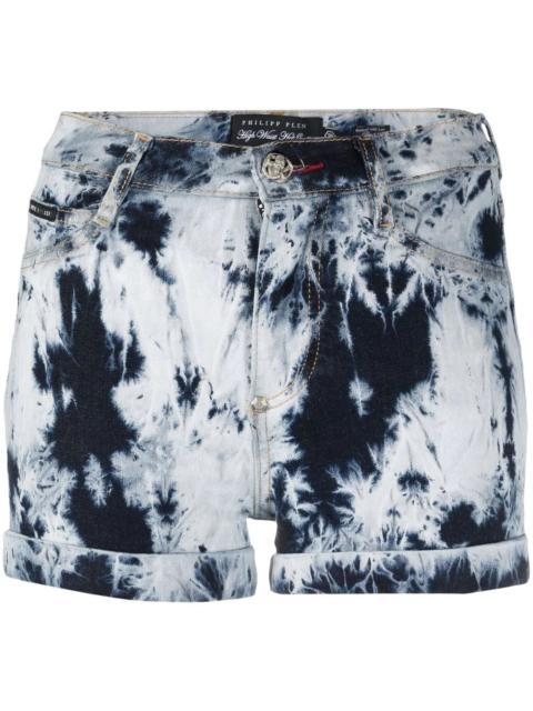 PHILIPP PLEIN bleached denim mini shorts