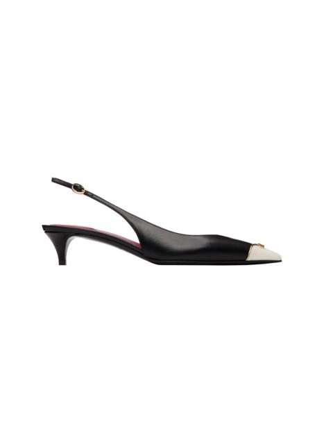 Valentino Black VLogo Heartip Slingback Heels