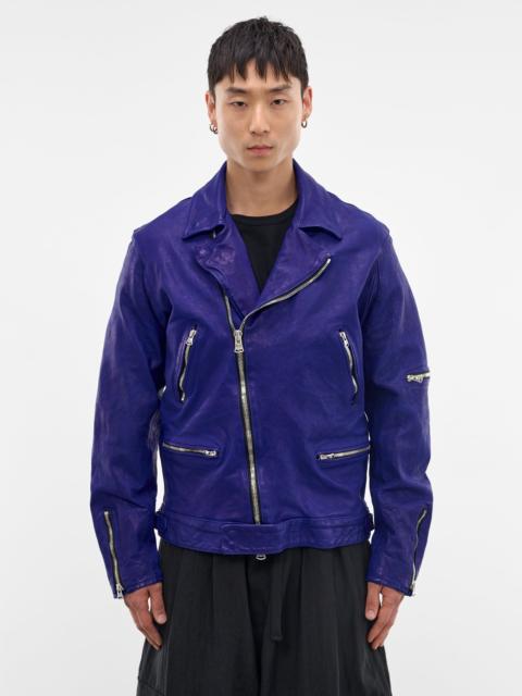 Yohji Yamamoto Blue Leather Double-Rider Jacket