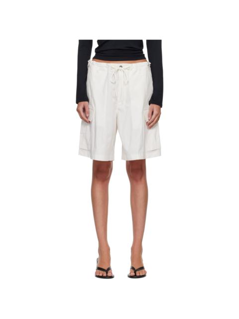SKIMS White Woven Cotton Oversized Cargo Shorts
