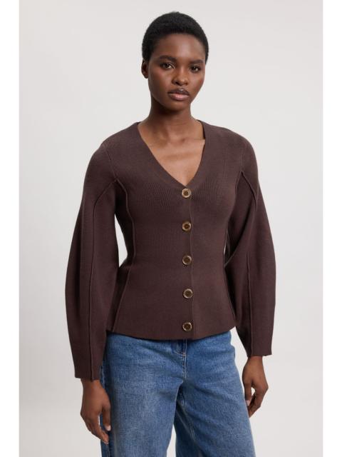 KAREN MILLEN Knit Wool Look Rounded Sleeve Cardigan