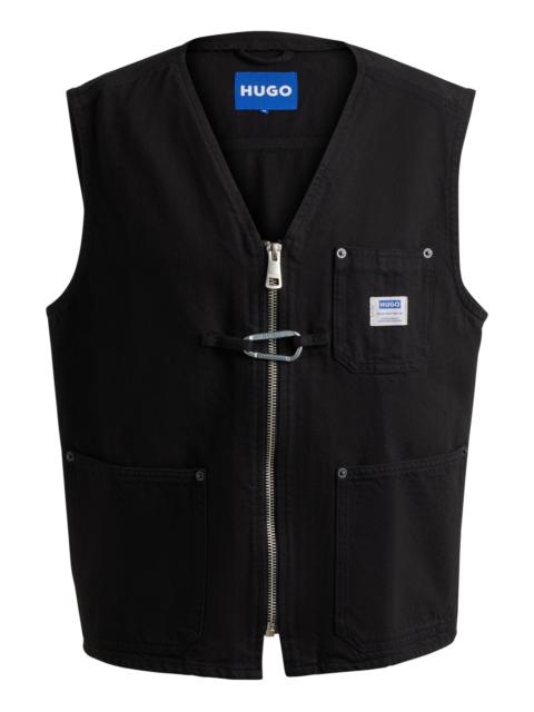 HUGO ZIP-UP WAISTCOAT IN COTTON DENIM